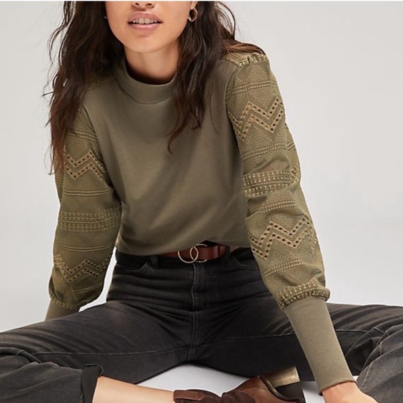 Anthropologie Tops - Anthropologie Tiny Helen Eyelet Sleeve Top
